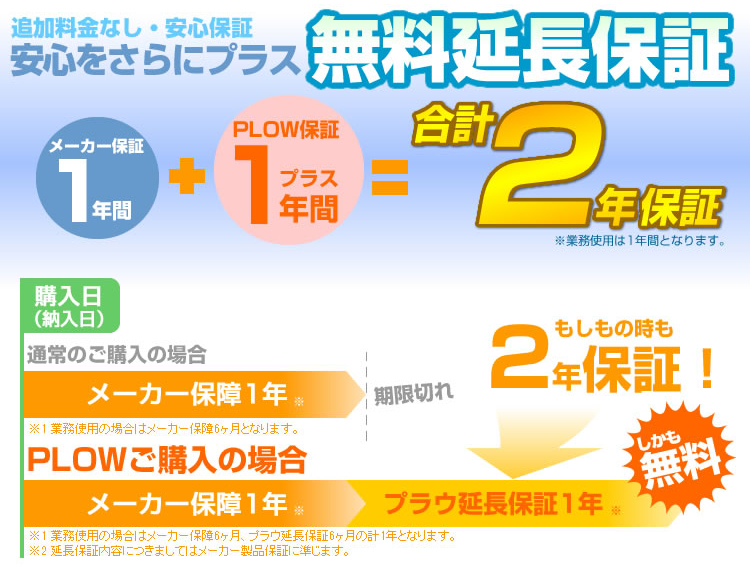 PLOW発電機2年保証