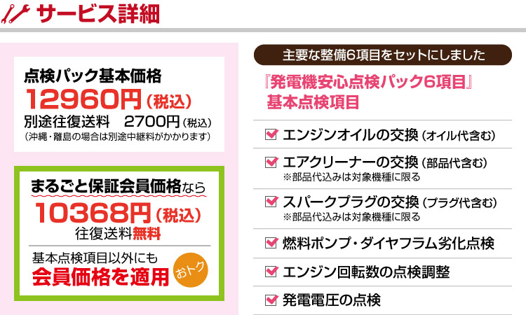 発電機安心点検パック6項目